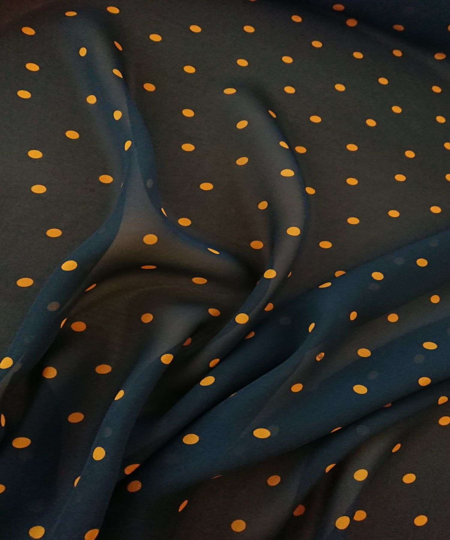 шифон синій помаранчевий горох віскоза Vladiana - Текстиль студія